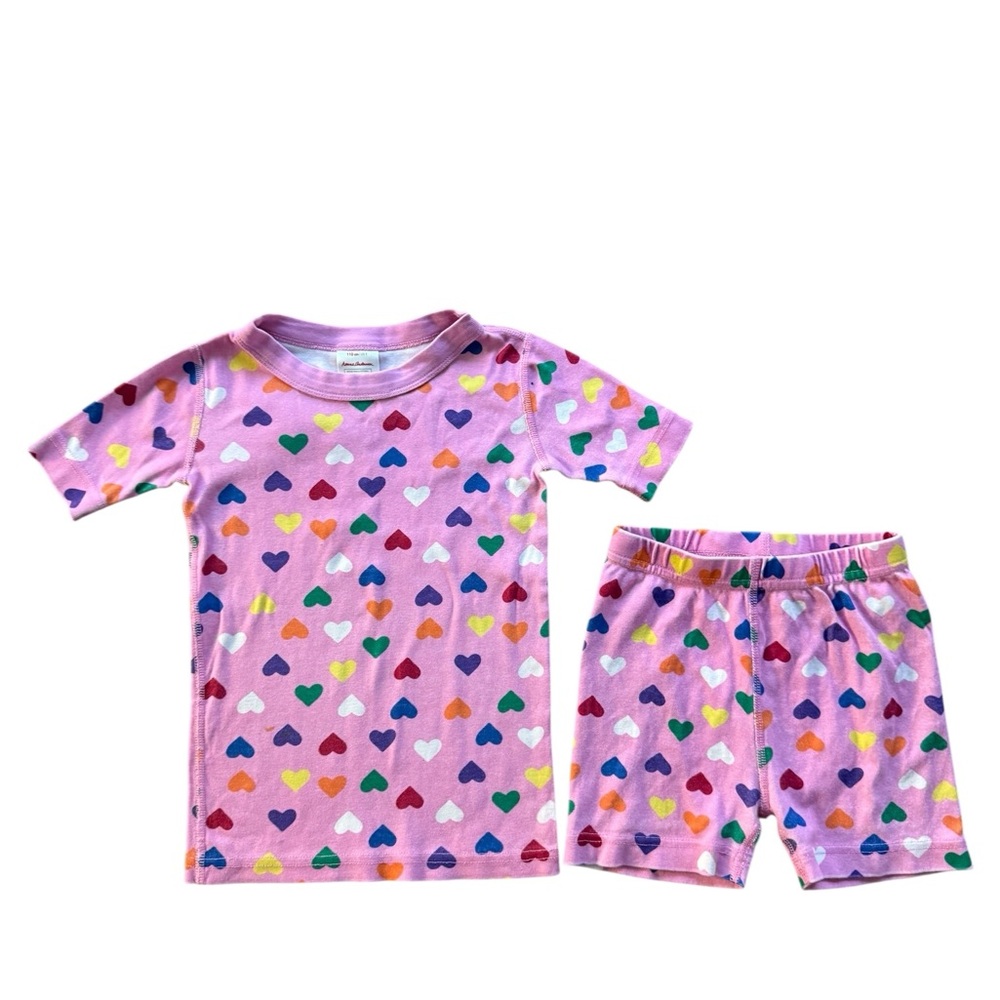Hanna Andersson Pink Rainbow Hanna Hearts Pajamas Short Johns size 5 110cm